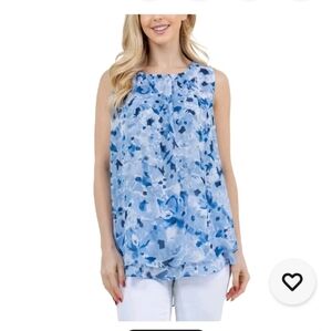 Cristina B Floral Blue Sleeveless Top NWT